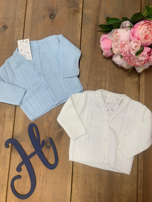Cable Knitted Cardigan Blue or Ivory