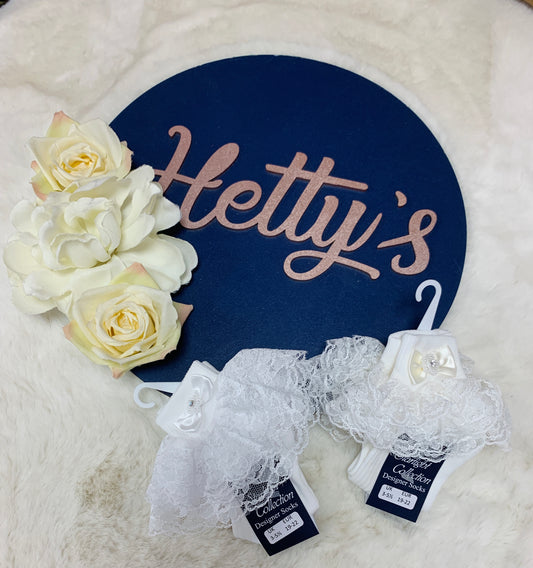 'Starlight" Pretty Lace Frilly Diamante Socks