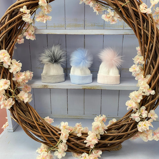 Ralphy Single Pom Ribbed Two Tone Pom Hat