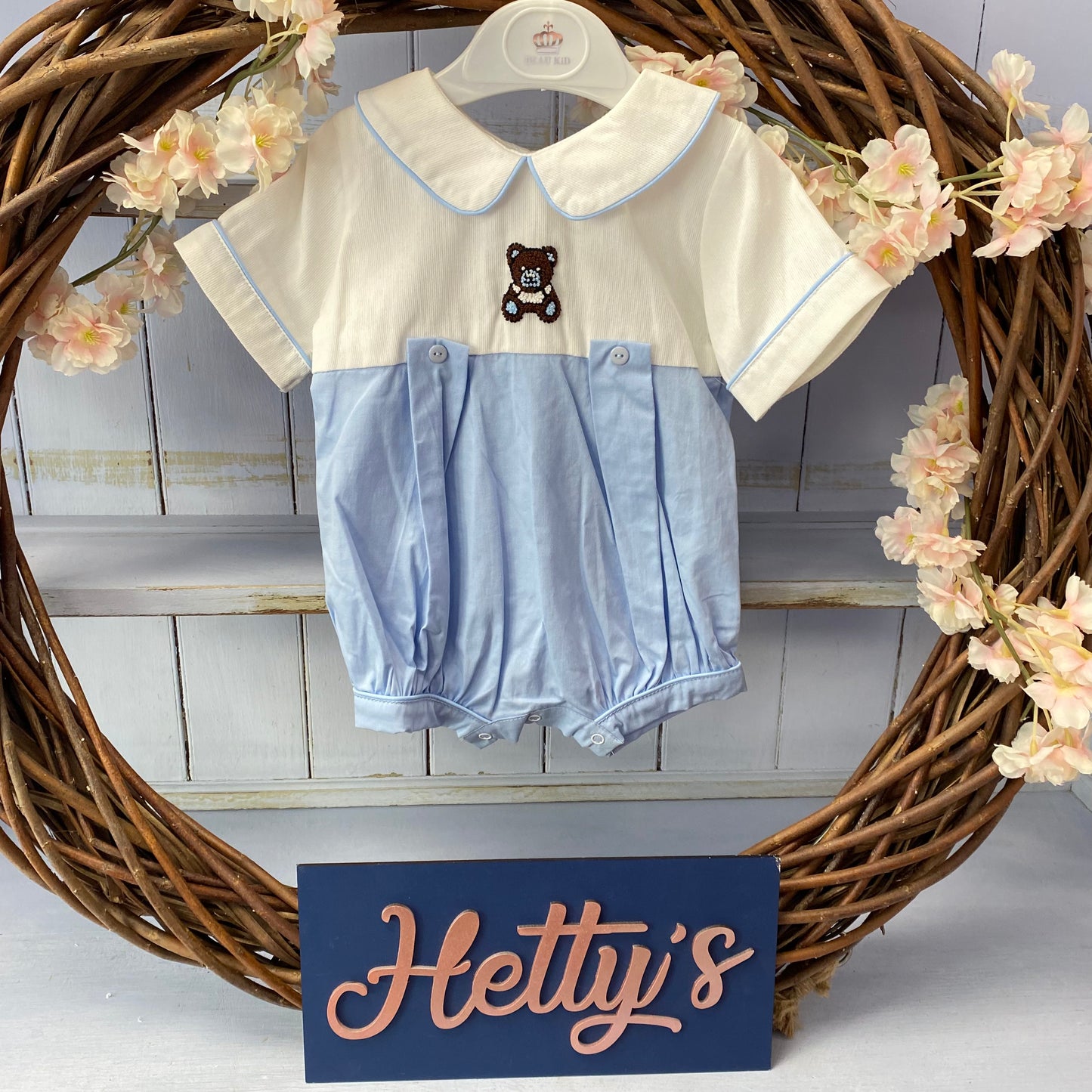 Beau Kid Teddy Bear Blue Romper