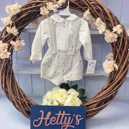 Grey Star Shirt & Dungarees Set