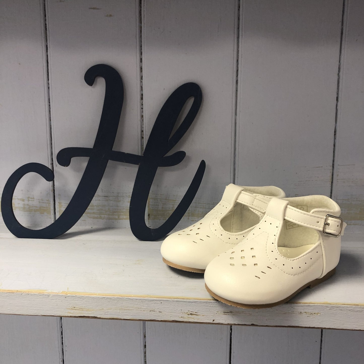Aaron - Baby White T-bar Shoes