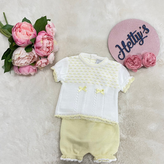 Dandelion Lemon & White Knitted Bloomer Set