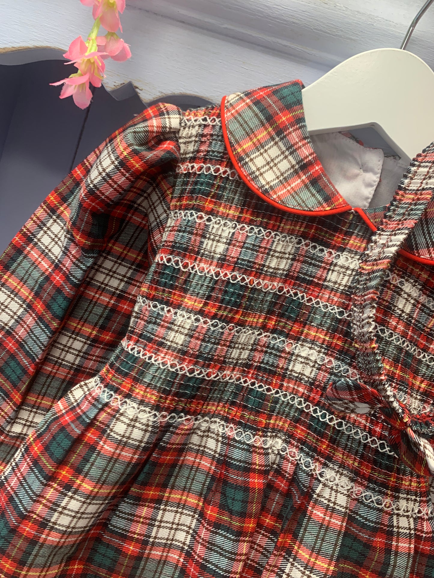 “Noel” Tartan Check Matching Girls & Boys Smock Set - Hetty's Baby Boutique