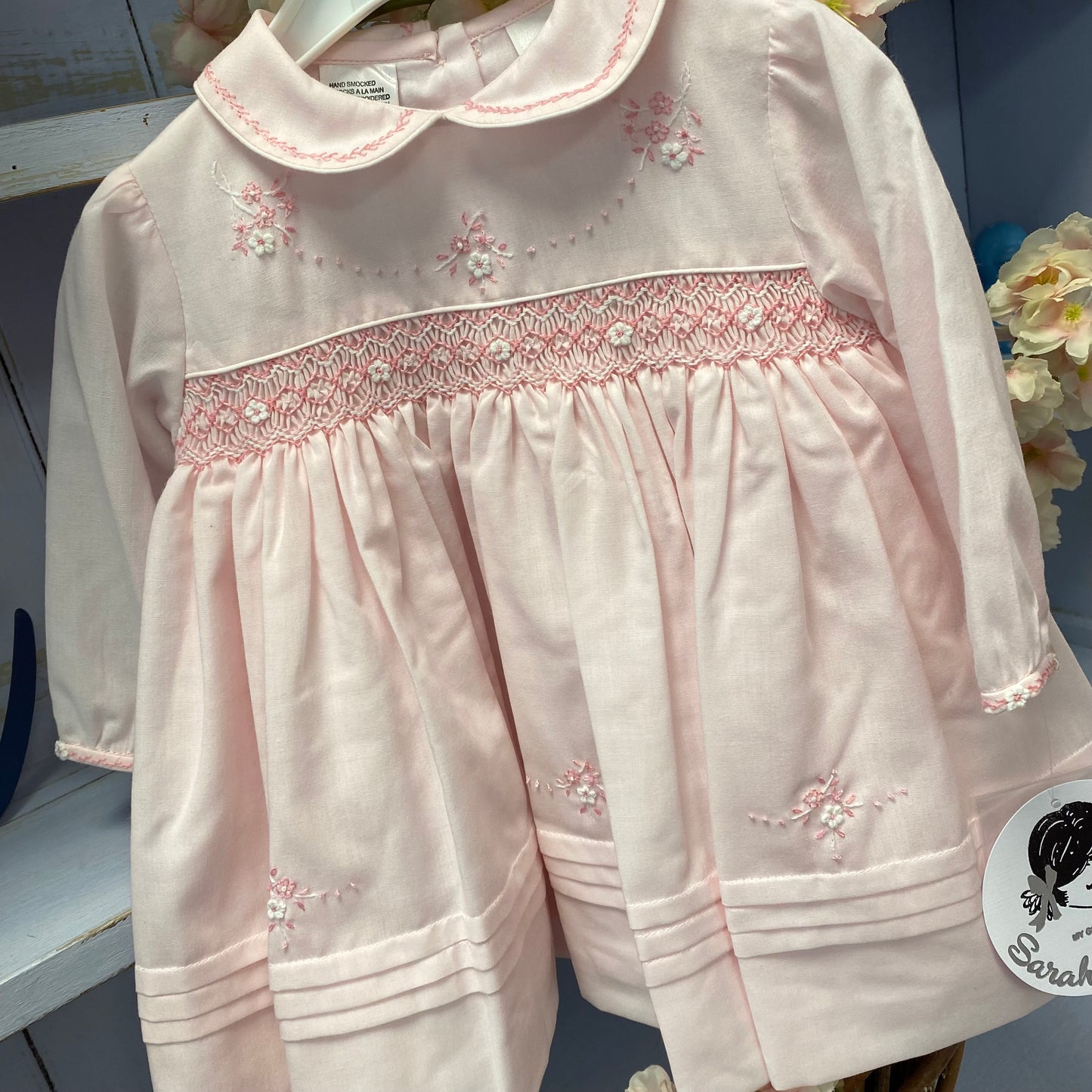Sarah Louise Pink Classic Smock Collared Dress