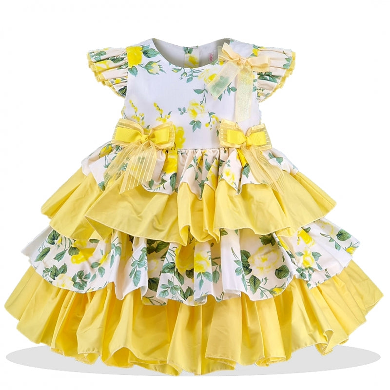 Boutique Lemon Rose Layered Dress with matching pants
