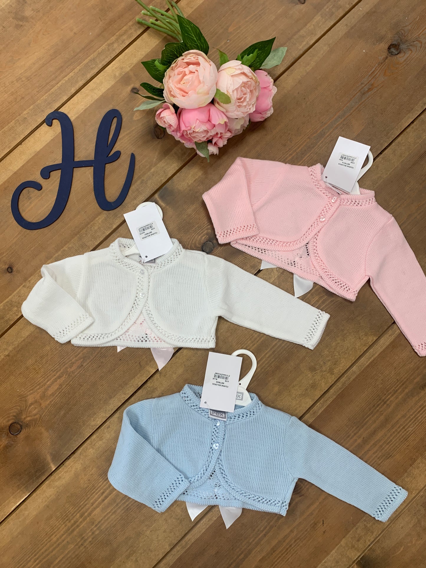 "Fearne" Bow back cardigan in blue, pink or white