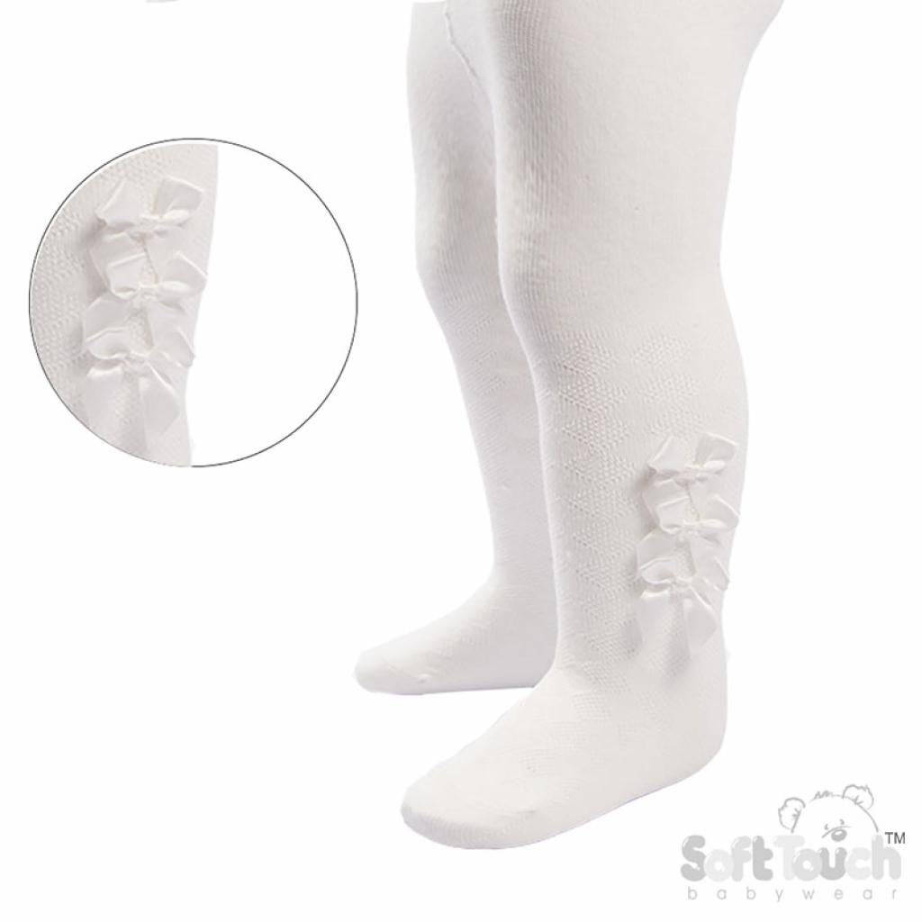Cream Triple Bow Tights