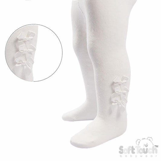 Cream Triple Bow Tights