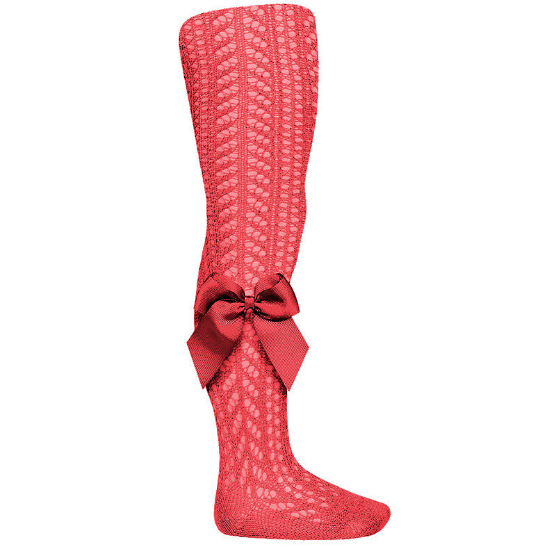 Crochet Style Tights with Bows - Hetty's Baby Boutique
