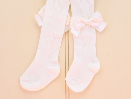 PEX Grazia Bow Tights - White, Pink or Ivory