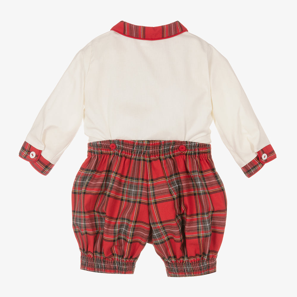 Pretty Originals Boys Ivory & Red Smock Set